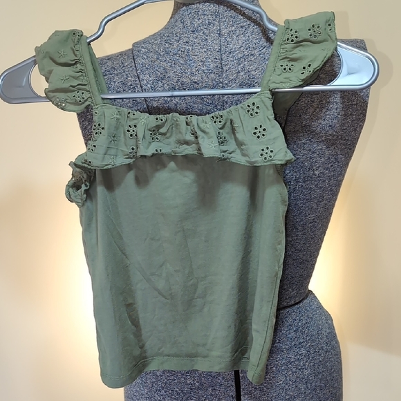 Old Navy Kid's Olive Green Eyelet Ruffle Camisole - Picture 3 of 5